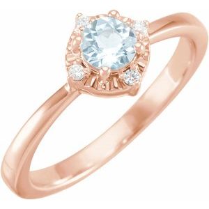 14K Rose Natural Sky Blue Topaz & .04 CTW Natural Diamond Halo-Style Ring Siddiqui Jewelers
