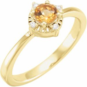 14K Yellow Natural Citrine & .04 CTW Natural Diamond Halo-Style Ring Siddiqui Jewelers