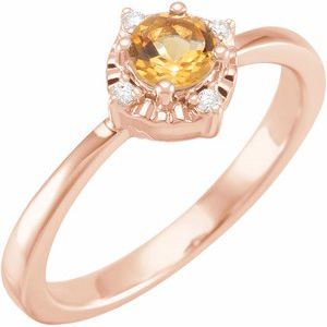 14K Rose Natural Citrine & .04 CTW Natural Diamond Halo-Style Ring Siddiqui Jewelers