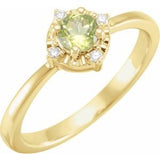 14K Yellow Natural Peridot & .04 CTW Natural Diamond Halo-Style Ring Siddiqui Jewelers