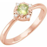 14K Rose Natural Peridot & .04 CTW Natural Diamond Halo-Style Ring Siddiqui Jewelers