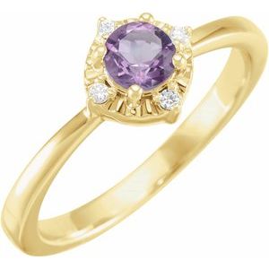 14K Yellow Natural Amethyst & .04 CTW Natural Diamond Halo-Style Ring Siddiqui Jewelers