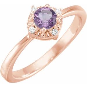 14K Rose Natural Amethyst & .04 CTW Natural Diamond Halo-Style Ring Siddiqui Jewelers