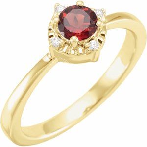 14K Yellow Natural Mozambique Garnet & .04 CTW Natural Diamond Halo-Style Ring Siddiqui Jewelers