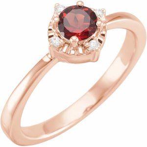 14K Rose Natural Mozambique Garnet & .04 CTW Natural Diamond Halo-Style Ring Siddiqui Jewelers