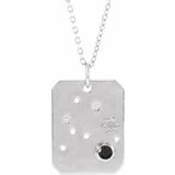 Sterling Silver Natural Black Spinel & .01 Natural Diamond Aquarius Constellation 16-18" Necklace Siddiqui Jewelers