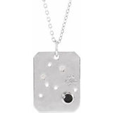 14K White Natural Black Spinel & .01 Natural Diamond Aquarius Constellation 16-18" Necklace Siddiqui Jewelers