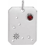 14K White Natural Mozambique Garnet & .01 Natural Diamond Pisces Constellation Pendant Siddiqui Jewelers