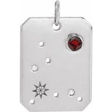 Sterling Silver Natural Mozambique Garnet & .01 Natural Diamond Pisces Constellation Pendant Siddiqui Jewelers