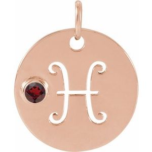 14K Rose Natural Mozambique Garnet Pisces Zodiac Pendant Siddiqui Jewelers