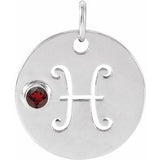 14K White Natural Mozambique Garnet Pisces Zodiac Pendant Siddiqui Jewelers