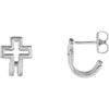 14K White Open Cross J-Hoop Earrings - Siddiqui Jewelers