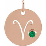 14K Rose Natural Emerald Aries Zodiac Pendant Siddiqui Jewelers