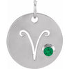 Platinum Natural Emerald Aries Zodiac Pendant Siddiqui Jewelers