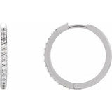 Platinum 1/5 CTW Natural Diamond Hinged 18 mm Hoop Earrings Siddiqui Jewelers