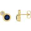 14K Yellow Blue Sapphire & .03 CTW Diamond Earrings - Siddiqui Jewelers