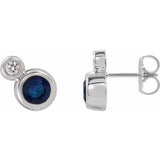 14K White Blue Sapphire & .03 CTW Diamond Earrings - Siddiqui Jewelers