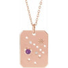 14K Rose Natural Amethyst & .01 Natural Diamond Sagittarius Constellation 16-18" Necklace Siddiqui Jewelers