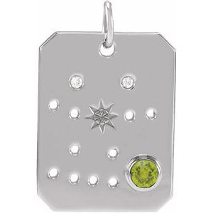 Platinum Natural Peridot & .01 Natural Diamond Gemini Constellation Pendant Siddiqui Jewelers