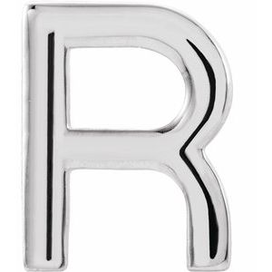 14K White Single Initial R Earring Siddiqui Jewelers