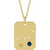 14K Yellow Natural Blue Sapphire & .01 Natural Diamond Capricorn Constellation 16-18" Necklace Siddiqui Jewelers