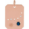 14K Rose Natural Blue Sapphire & .01 Natural Diamond Capricorn Constellation Pendant Siddiqui Jewelers