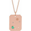 14K Rose Natural Green Chrysoprase & .01 Natural Diamond Libra Constellation 16-18" Necklace Siddiqui Jewelers