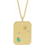 14K Yellow Natural Green Chrysoprase & .01 Natural Diamond Libra Constellation 16-18" Necklace Siddiqui Jewelers