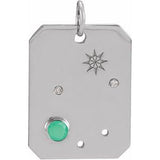 Sterling Silver Natural Green Chrysoprase & .01 Natural Diamond Libra Constellation Pendant Siddiqui Jewelers