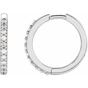 Sterling Silver 1/6 CTW Natural Diamond 15 mm Huggie Earrings Siddiqui Jewelers
