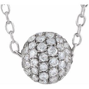14K White 3/8 CTW Diamond Pavé 6 mm Ball 16-18" Necklace-Siddiqui Jewelers