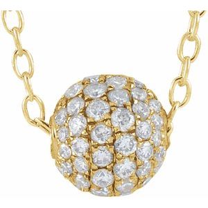 14K Yellow 3/8 CTW Diamond Pavé 6 mm Ball 16-18" Necklace-Siddiqui Jewelers