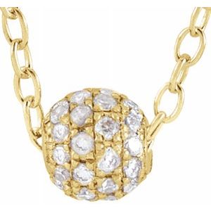 14K Yellow 1/8 CTW Diamond Pavé 3 mm Ball 16-18" Necklace-Siddiqui Jewelers