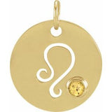 14K Yellow Natural Citrine Leo Zodiac Pendant Siddiqui Jewelers