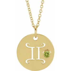 14K Yellow Natural Peridot Gemini Zodiac 16-18" Necklace Siddiqui Jewelers