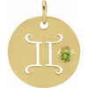 14K Yellow Natural Peridot Gemini Zodiac Pendant Siddiqui Jewelers