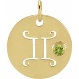 14K Yellow Natural Peridot Gemini Zodiac Pendant Siddiqui Jewelers