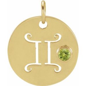 14K Yellow Natural Peridot Gemini Zodiac Pendant Siddiqui Jewelers