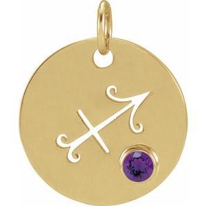 14K Yellow Natural Amethyst Sagittarius Zodiac Pendant
 Siddiqui Jewelers