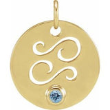 14K Yellow Natural Aquamarine Cancer Zodiac Pendant Siddiqui Jewelers