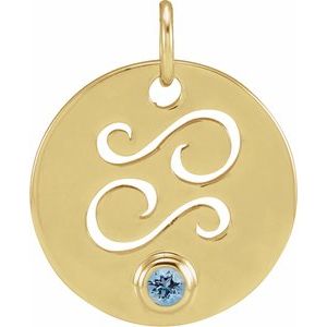 14K Yellow Natural Aquamarine Cancer Zodiac Pendant Siddiqui Jewelers