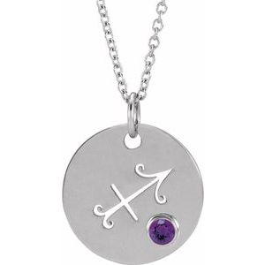 14K White Natural Amethyst Sagittarius Zodiac 16-18" Necklace
 Siddiqui Jewelers