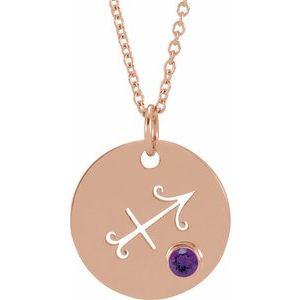 14K Rose Natural Amethyst Sagittarius Zodiac 16-18" Necklace
 Siddiqui Jewelers