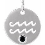 Platinum Natural Black Spinel Aquarius Zodiac Pendant Siddiqui Jewelers