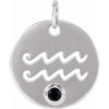 Sterling Silver Natural Black Spinel Aquarius Zodiac Pendant Siddiqui Jewelers