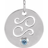 Platinum Natural Aquamarine Cancer Zodiac Pendant Siddiqui Jewelers