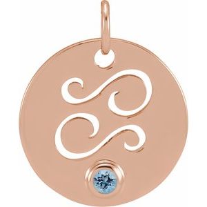 14K Rose Natural Aquamarine Cancer Zodiac Pendant Siddiqui Jewelers