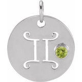 Platinum Natural Peridot Gemini Zodiac Pendant Siddiqui Jewelers