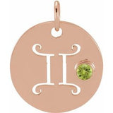 14K Rose Natural Peridot Gemini Zodiac Pendant Siddiqui Jewelers