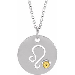 Platinum Natural Citrine Leo Zodiac 16-18" Necklace Siddiqui Jewelers